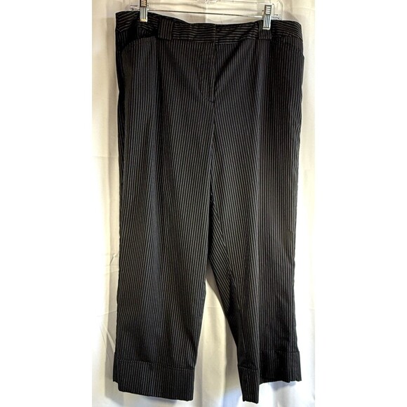 LANE BRYANT Black With White Pinstripes Pants with Stretch Size 16 - Picture 1 of 6
